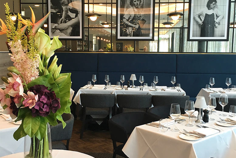 Interior of Marco Pierre White’s restaurant at the DoubleTree Hotel in Hull. The stylish dining space features elegant seating, warm lighting, and a sophisticated ambiance, offering a premium dining experience