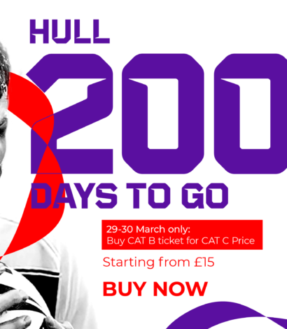 48-HOUR TROPHIES TOUR ARRIVES IN HULL  ON 200 DAYS TO GO MILESTONE UNTIL  RUGBY LEAGUE WORLD CUP KICKS OFF