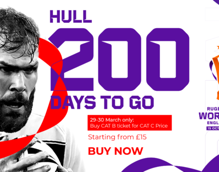 48-HOUR TROPHIES TOUR ARRIVES IN HULL  ON 200 DAYS TO GO MILESTONE UNTIL  RUGBY LEAGUE WORLD CUP KICKS OFF