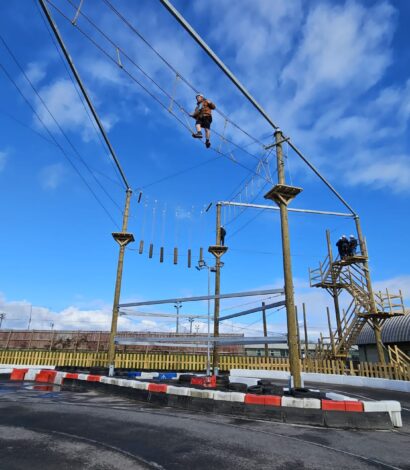 Hi Ropes bridge running over the top of the race track